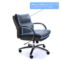 SEKI  レザーポケットコイルチェア2 オフィスチェア ローバック レザー張り ブラック 1脚