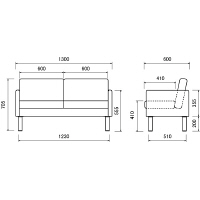 アール・エフ・ヤマカワ コンパクトソファ 2人掛 アイボリー 1脚 幅1300×奥行600×高さ705mm ロビーベンチ 待合室 応接室 PVCレザー