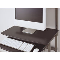 【軒先渡し】YAMAZEN（山善）パソコンデスク幅700×奥行645×高さ1245・1295・1345mmブラウン1台 キーボード台 高さ調節（直送品）