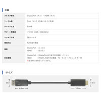 Vodaview　変換ケーブル　DisplayPort[オス]→HDMI[オス]　1.8m/ブラック　VV-DPHDA018-DO