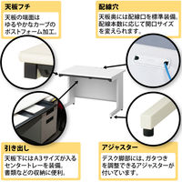 プラス スチールOAデスク フラットライン 平机 引出し付き 天板：メープル/脚：ホワイト 幅1200×奥行き700×高さ700ｍｍ 1台（2梱包）