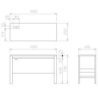 イトーキ（ITOKI） エルコディデスク 平机 引出し無し ナチュラルオーク 幅1200×奥行450×高さ730mm 1台（直送品）