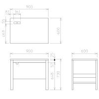 イトーキ（ITOKI） エルコディデスク 平机 引出し無し ナチュラルオーク 幅900×奥行600×高さ730mm 1台（直送品）