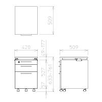 イトーキ　エルコディ　レベルアップワゴン　3段　ナチュラルオーク　幅420×奥行509×高さ633～761mm YLC-WU-NA　1台（直送品）