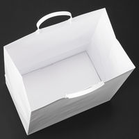 手提げ紙袋（マットフィルム貼り・ハッピータックタイプ）　平紐　白　マチ広　1セット（360枚：90枚入×4箱）　スーパーバッグ  オリジナル