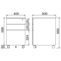 【車上渡し】アール・エフ・ヤマカワ ワークデスク 3段ワゴン ナチュラル 幅400×奥行500×高さ650mm LWCA2-3NAAL 1台（直送品）