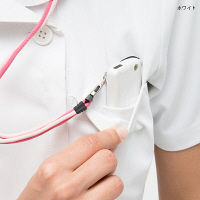 ナガイレーベン 花びらワンピース ナースワンピース 半袖 ホワイト×ピンク S HO-1937