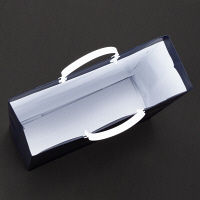 手提げ紙袋（マットフィルム貼り・ハッピータックタイプ）　平紐　紺　L　1袋（5枚入）　スーパーバッグ  オリジナル