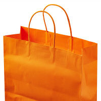 レザートーン手提袋　丸紐　マンダリン　L　1セット（50枚：10枚入×5袋）　スーパーバッグ  オリジナル