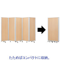 コマイ 5連スクリーン パンチングスチール 高さ1800×幅3000 1台 キャスター付き アルミフレーム 連結パーテーション