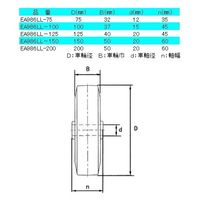 エスコ 200mm キャスター(固定金具・ステンレス製) EA986LL-200 1個（直送品）