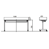 アイリスチトセ　フラップテーブルT型　チーク　幅1500×奥行450×高さ700mm　1台　（直送品）