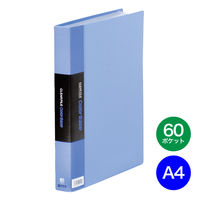 キングジム　クリアーファイルカラーベース　A4タテ60ポケット　307×242×35mm　青　スーパー業務用パック　1パック（30冊入）