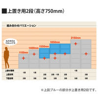 オカムラ スチール収納VILLAGE 3枚引違い（シリンダー錠） 2段 連結用（上置き） 幅800×奥行400×高さ750mm ホワイト（取寄品）