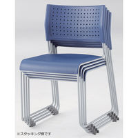 アイリスチトセ　ミーティングチェア樹脂タイプ ホワイト/グリーン　4脚セット　（直送品）