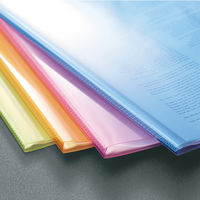 アスクル　クリアファイル　固定式10ポケット　100冊　A4タテ　透明表紙　ピンク  オリジナル