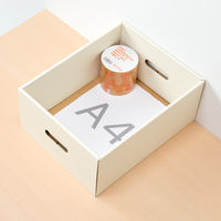 アスクル　ダンボール収納ボックス（組立式）　M　ホワイト　1セット（10個）　段ボール  オリジナル