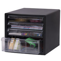 ナカバヤシ　仕切り対応レターケース　A4　浅型3段、深型1段　黒　A4E‐S4B