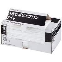 【使い捨てエプロン】「現場のチカラ」使い切り袖なしポリエプロン　0.018mm厚 ホワイト 1箱（100枚入）  オリジナル