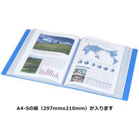 コクヨ　クリヤーブック（ウェーブカット・固定式）　A4タテ100ポケット　青　ブルー　ラ-T590B　1冊