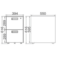 QUEST　フラットOAキャビネット（ラッチ機構付き）　2段　ホワイト　幅394×奥行550×高さ616mm 1台