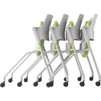 オカムラ VILLAGE VCC1ミーティングチェア グリーン 1脚 スタッキング キャスター付き 幅560mm 座面高440mm