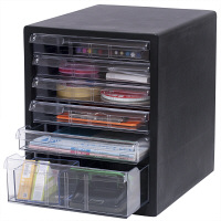 ナカバヤシ　レターケース　A4タテ　浅型5段・深型1段　ブラック　A4E-SC6B　1台