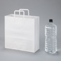 平紐クラフト紙手提袋薄型エコノミー320×320×115 白 1セット（100枚：50枚入×2袋）  オリジナル