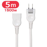 朝日電器（ELPA）　電源延長コード　2P式/1個口/5m/トラッキング防止プラグ/ホワイト　W-1515NB(W)