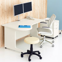 プラス 組立式スチールOAデスクシステム ラウンドデスク 引き出しなし ホワイト 幅1480×奥行700～900×高さ700mm 1台（2梱包）