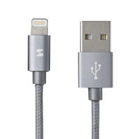 サンワサプライ ライトニングケーブル グレー 1m ナイロンメッシュ KB-IPLTNM10KGY 1本（直送品）
