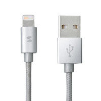 サンワサプライ ライトニングケーブル シルバー 1m ナイロンメッシュ KB-IPLTNM10KSV 1本（直送品）