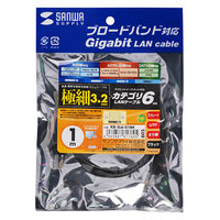 サンワサプライ カテゴリ6準拠極細LANケーブル 極細タイプ 1m ブラック KB-SL6-01BK 1本