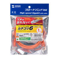 サンワサプライ つめ折れ防止カテゴリ6LANケーブル 1m オレンジ KB-T6TS-01D（直送品）