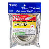 サンワサプライ つめ折れ防止カテゴリ6LANケーブル 2m  ライトグレー KB-T6TS-02（直送品）