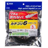サンワサプライ つめ折れ防止カテゴリ6LANケーブル 3m  ブラック KB-T6TS-03BK（直送品）