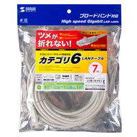サンワサプライ つめ折れ防止カテゴリ6LANケーブル 7m  ライトグレー KB-T6TS-07（直送品）