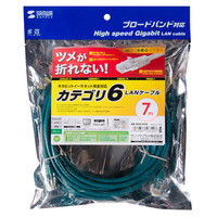 サンワサプライ つめ折れ防止カテゴリ6LANケーブル 7m  グリーン KB-T6TS-07G（直送品）