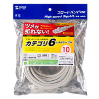 サンワサプライ つめ折れ防止カテゴリ6LANケーブル 10m  ライトグレー KB-T6TS-10
