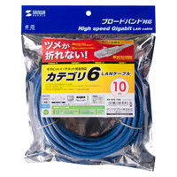 サンワサプライ つめ折れ防止カテゴリ6LANケーブル 10m  ブルー KB-T6TS-10BL（直送品）