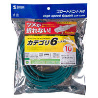 サンワサプライ つめ折れ防止カテゴリ6LANケーブル 10m  グリーン KB-T6TS-10G（直送品）
