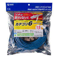 サンワサプライ つめ折れ防止カテゴリ6LANケーブル 15m  ブルー KB-T6TS-15BL（直送品）