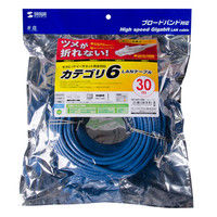 サンワサプライ つめ折れ防止カテゴリ6LANケーブル 30m  ブルー KB-T6TS-30BL（直送品）