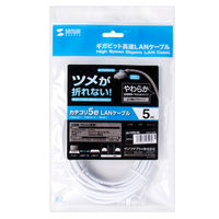 サンワサプライ ツメ折れ防止CAT5eLANケーブル やわらかタイプ 5m ホワイト LA-Y5TS-05