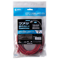 サンワサプライ ツメ折れ防止CAT5eLANケーブル やわらかタイプ 7m レッド LA-Y5TS-07R 1本