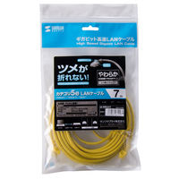 サンワサプライ ツメ折れ防止CAT5eLANケーブル やわらかタイプ 7m イエロー LA-Y5TS-07Y 1本
