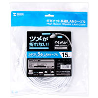 サンワサプライ ツメ折れ防止CAT5eLANケーブル やわらかタイプ 15m ホワイト LA-Y5TS-15