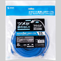 サンワサプライ ツメ折れ防止CAT5eLANケーブル やわらかタイプ 15m ブルー LA-Y5TS-15BL 1本