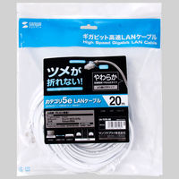 サンワサプライ ツメ折れ防止CAT5eLANケーブル やわらかタイプ 20m ホワイト LA-Y5TS-20 1本