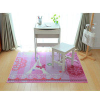 イケヒコ デスクカーペット 女の子 エッフェル柄『ジェンヌ』 ピンク 110×133cm 9800819 1枚（直送品）